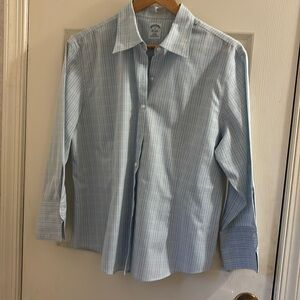 Brooks Brothers Fitted Blouse Windowpane Plaid Non Iron All Cotton